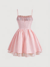 MOD Ruched Bust Lace Up Front Cami Dress